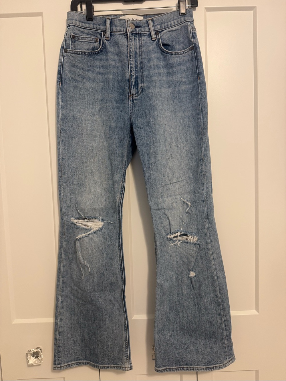 Aritzia Light Blue Distressed Flare Jeans